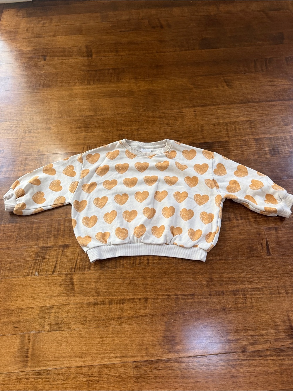 Zara Kids Cream Sweatshirt with Orange Heart Print